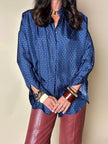 Camicia in seta Alberto Biani blu oltremare con fantasia cachemire