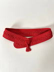 Cintura vintage rossa realizzata con intreccio di passamanerie e nappa couture