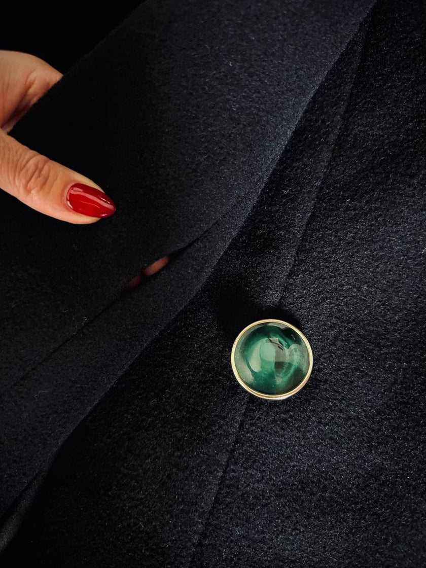 Cappotto nero con maxi bottoni gioiello multicolor “Yves Saint Laurent”
