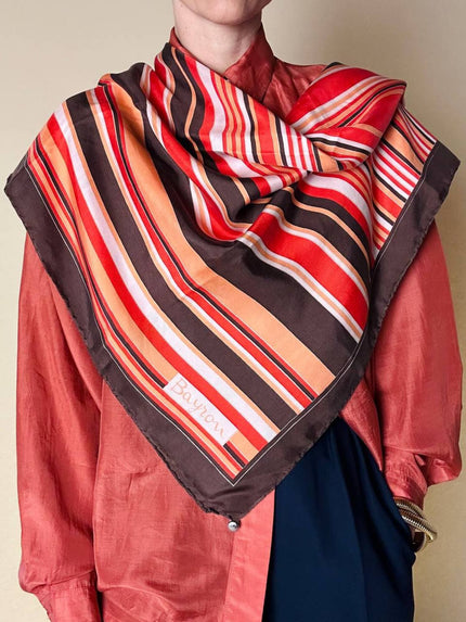 Foulard Byron in pura seta fantasia a righe trasversali declinata in nuance calde
