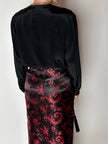 Camicia vintage in misto seta nero con passamanerie ricamate e nappe couture