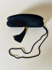 Pochette a ventaglio in raso micro plissé con nappa couture e tracolla “Guy Laroche”