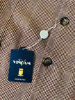 Blazer oversize in fresco di lana principe di Galles beige e marrone Vincam