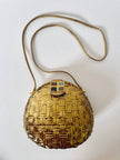 Borsa bandoulière vintage Rodo in midollino bronzo con chiusura gioiello