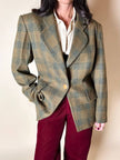 Blazer Yves Saint Laurent de lana con estampado de Príncipe de Gales verde y ocre