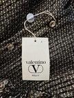 Maxi dress in seta e lamè oro con colletto in velluto nero “Valentino Miss V”