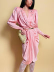 Cocktail dress in seta rosa con ricamo in paillettes