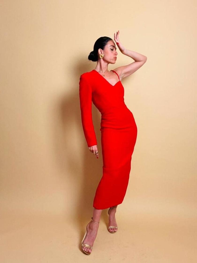 Abito da sera rosso Gai Mattiolo Couture