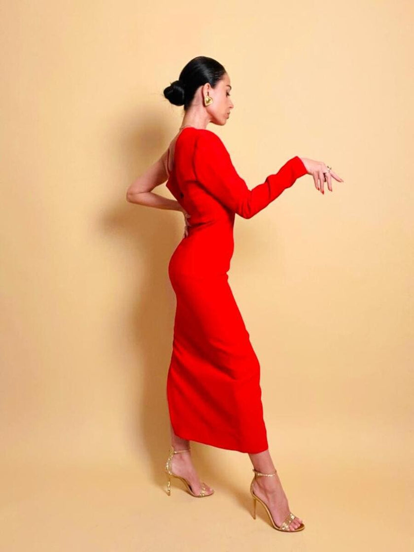 Abito da sera rosso Gai Mattiolo Couture