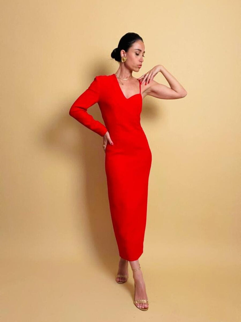Abito da sera rosso Gai Mattiolo Couture