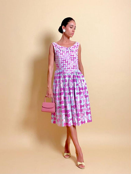 Abito in cotone carta da zucchero con maxi fiocchi rosa 