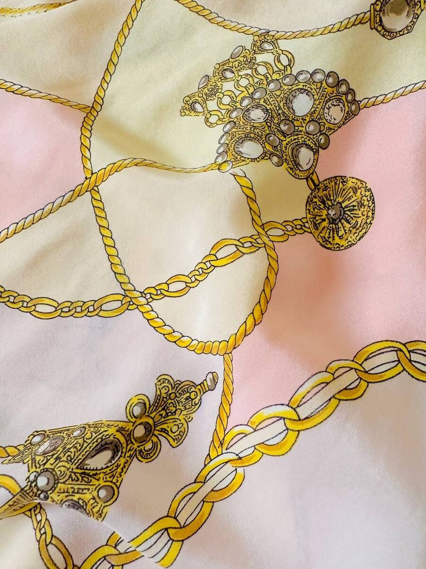 Abito lungo in seta fantasia foulard “Selite”