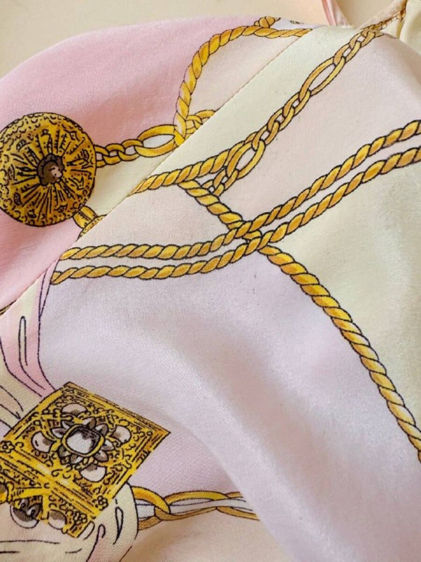 Abito lungo in seta fantasia foulard “Selite”