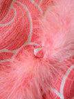 Abito in tessuto Jacquard rosa profilato con marabù in tinta