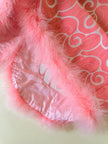 Abito in tessuto Jacquard rosa profilato con marabù in tinta