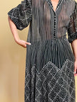 Abito midi in cotone garzato nero e bianco