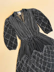 Abito midi in cotone garzato nero e bianco