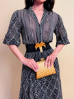 Abito midi in cotone garzato nero e bianco
