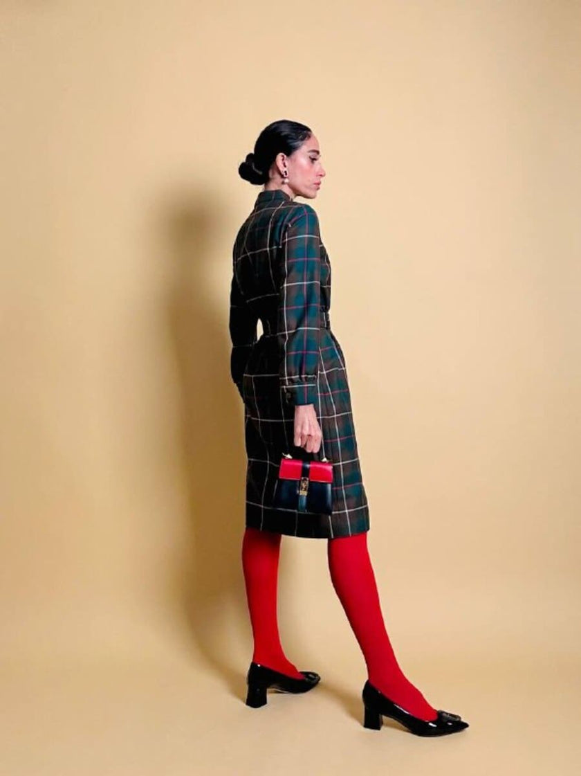 Abito sartoriale in rasato di lana tartan