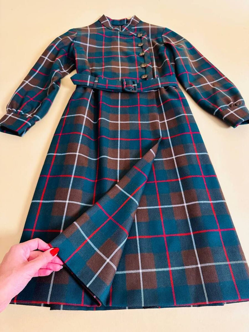 Abito sartoriale in rasato di lana tartan
