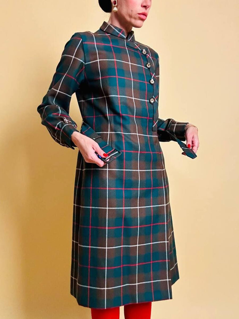 Abito sartoriale in rasato di lana tartan