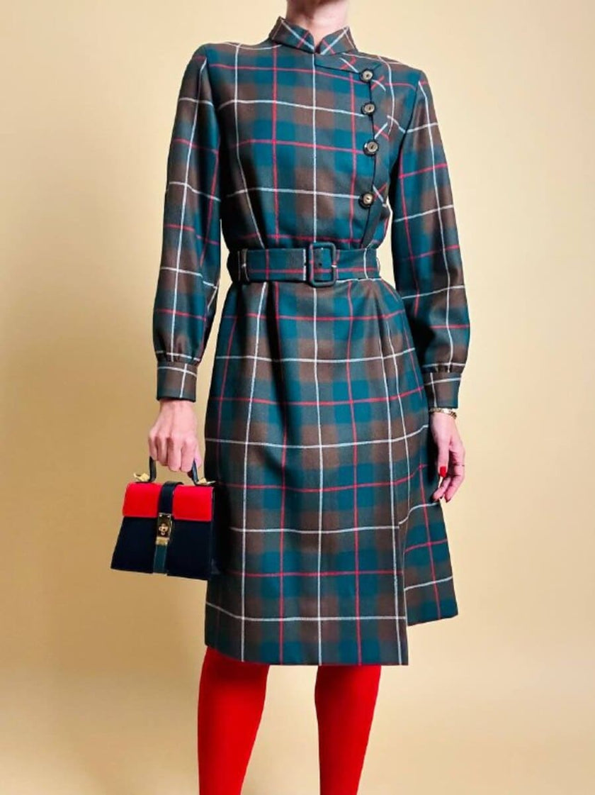 Abito sartoriale in rasato di lana tartan