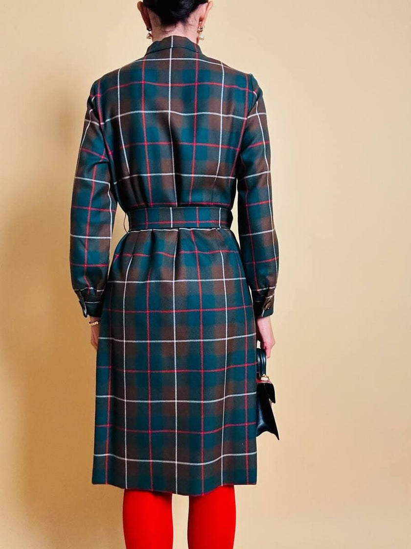 Abito sartoriale in rasato di lana tartan