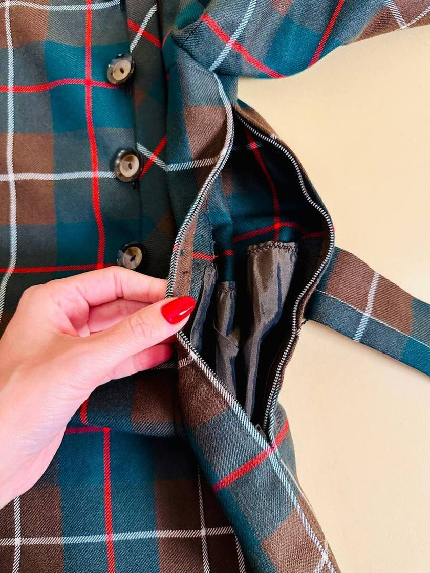 Abito sartoriale in rasato di lana tartan
