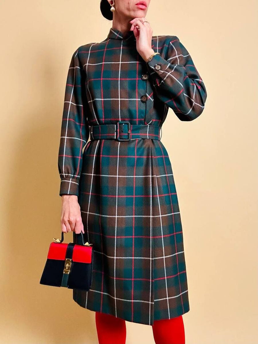 Abito sartoriale in rasato di lana tartan