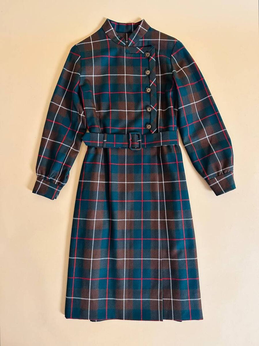 Abito sartoriale in rasato di lana tartan