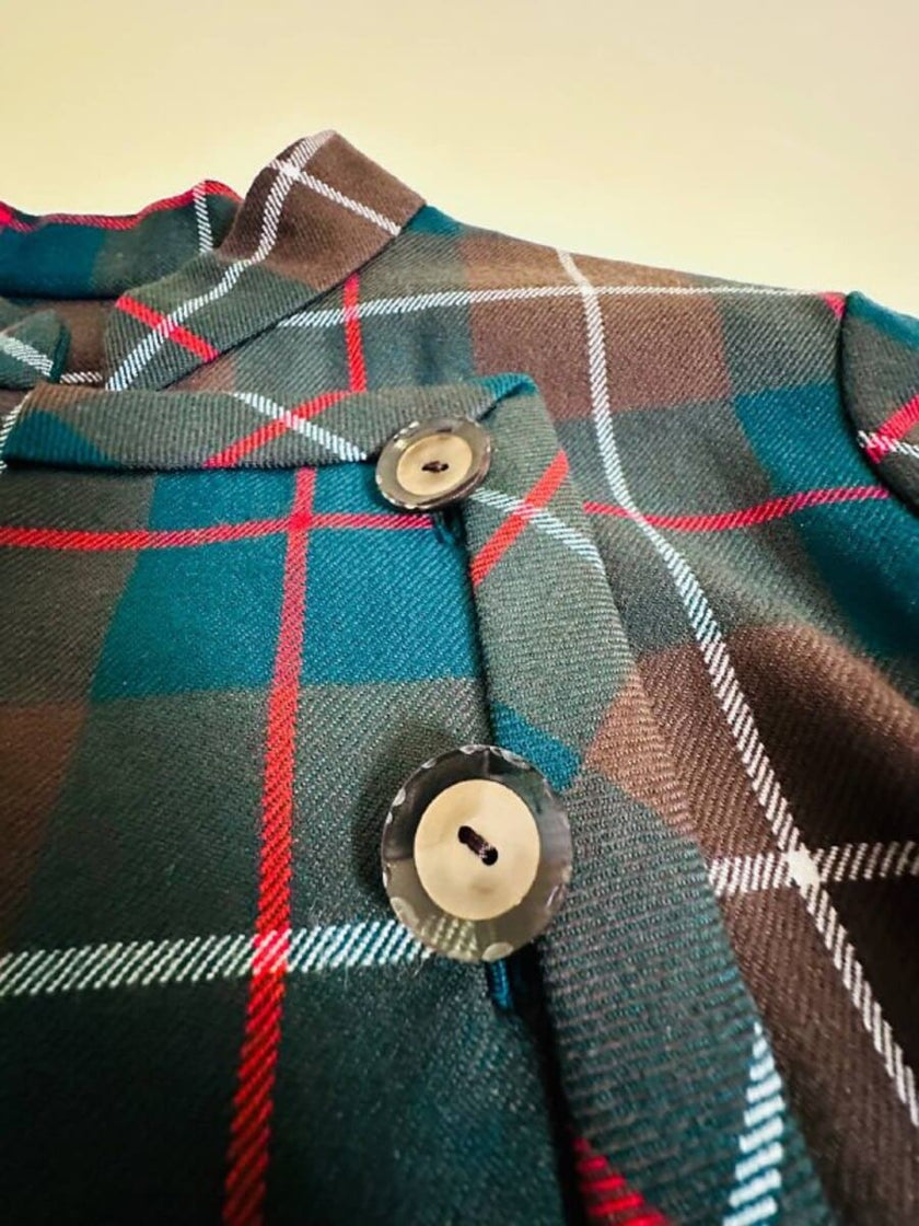Abito sartoriale in rasato di lana tartan