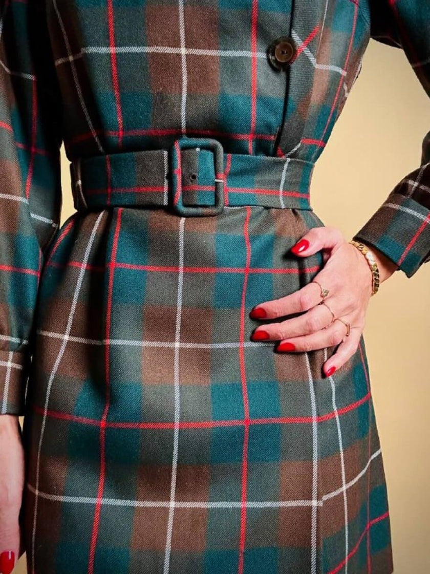 Abito sartoriale in rasato di lana tartan