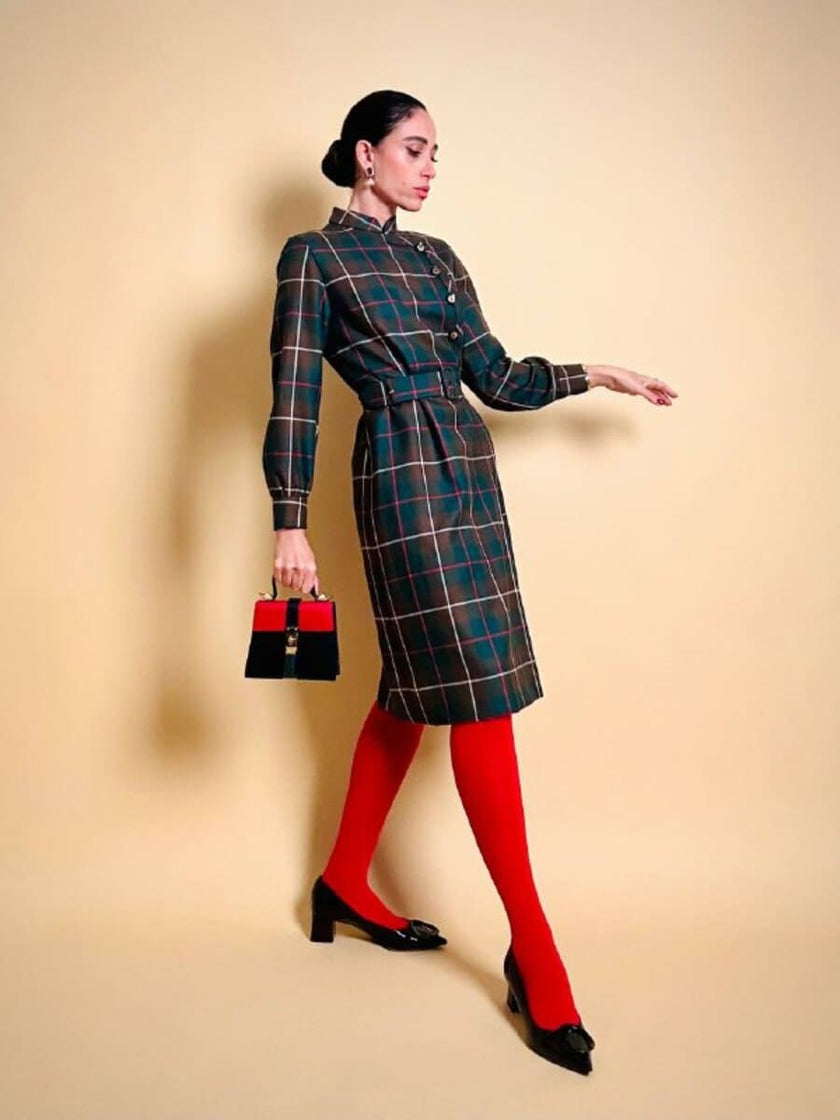 Abito sartoriale in rasato di lana tartan