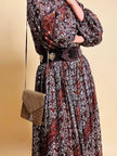 Abito sartoriale in chiffon di seta dévoré micro fantasia