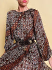 Abito sartoriale in chiffon di seta dévoré micro fantasia