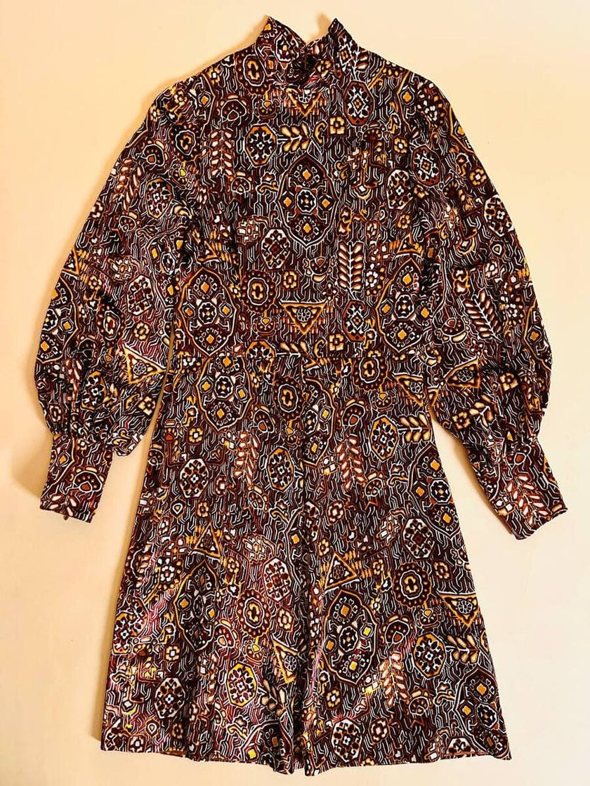 Abito sartoriale in velluto di seta micro fantasia