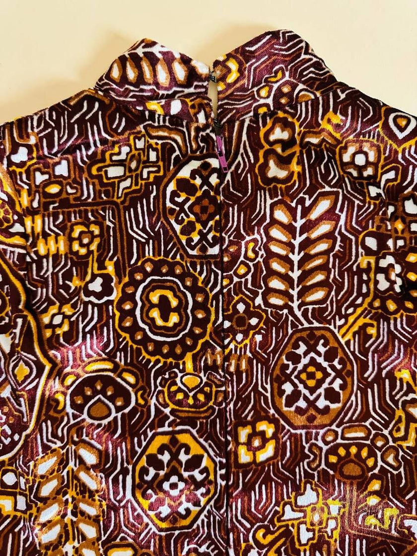 Abito sartoriale in velluto di seta micro fantasia