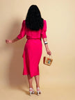Wrap dress in seta ciclamino