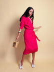 Wrap dress in seta ciclamino