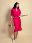 Wrap dress in seta ciclamino
