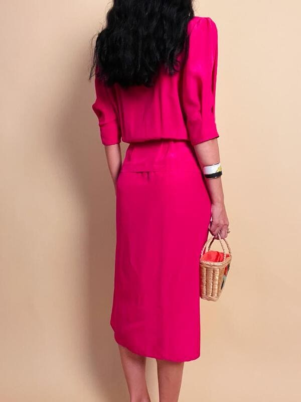 Wrap dress in seta ciclamino