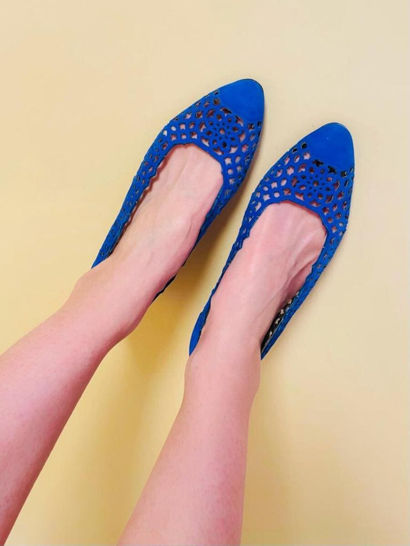 Ballerine in nabuk blu royal 