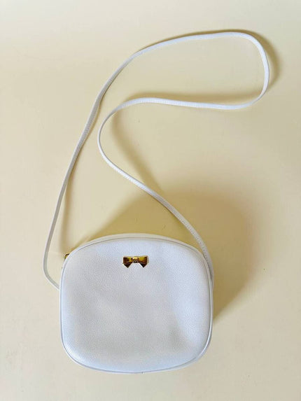 Bandolier vintage Nina Ricci in pelle Bianca con hardware oro