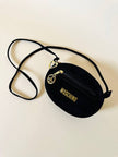 Sac bandoulière en suède noir avec charms dorés « Moschino »