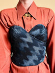 Bustier La Perla con scollo a cuore in tessuto micro plissé verde scuro