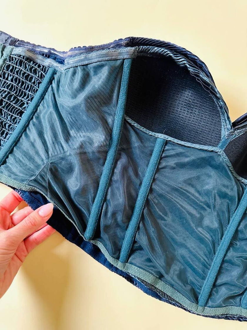 Bustier plissé verde scuro “La Perla”