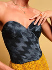 Bustier micro plissè verde scuro 
