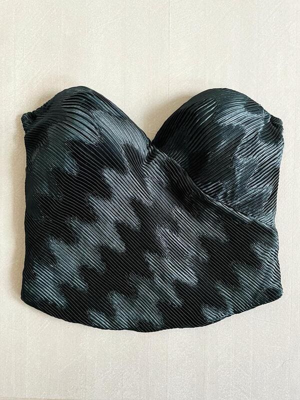 Bustier micro plissè verde scuro 