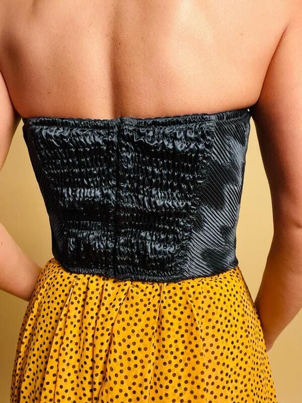 Bustier micro plissè verde scuro 