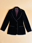 Blazer in velluto nero con profili di gros grain 